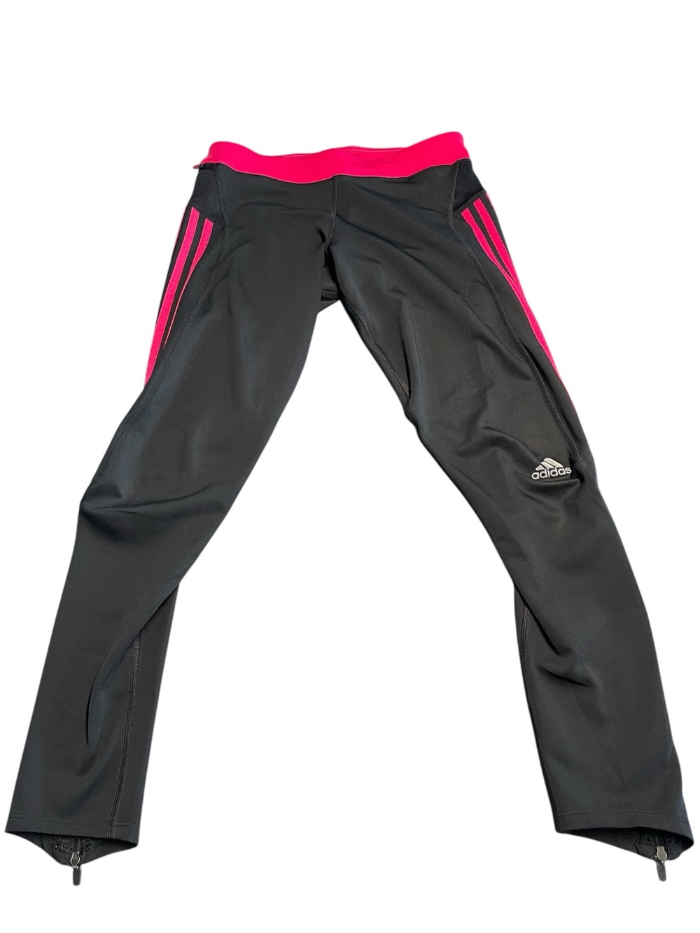 adidas Women’s Black Climalite Leggings with Red Waistband & Stripes Size Small
